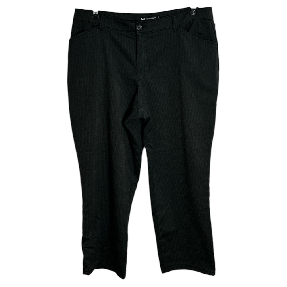 Lee Relaxed Fit Women's Black Pinstripe Herringbone Pants Slacks Size 14 Short